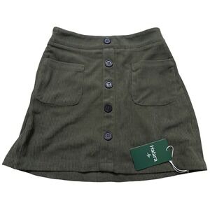 Halara Olive Green Corduroy Side Zipper 2-in-1 Skirt with Pockets Size XS NWT
